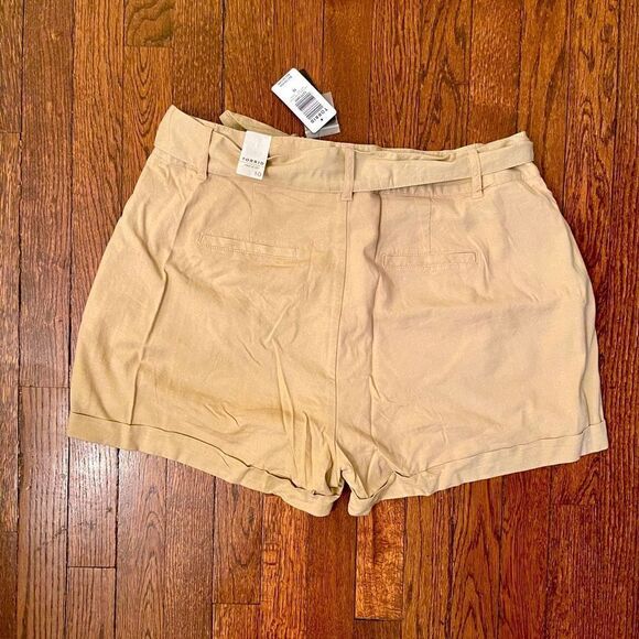 NWT SZ 10 Lined Tie Waist Linen Tan Shorts TORRID - Picture 6 of 13